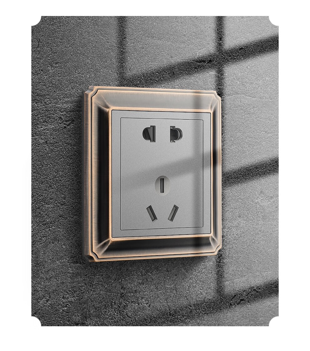 卡西诺kxn开关插座面板古铜色锌合金材质仿古铜别墅家用复古开关插座