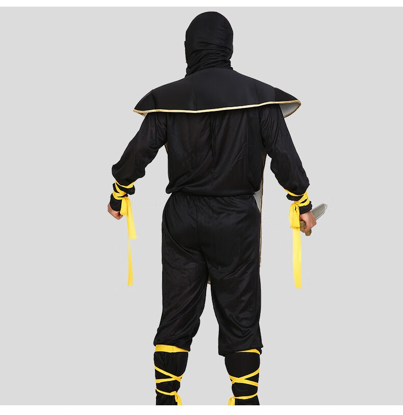 漫翔 万圣节儿童服装 日本忍者武士演出衣服黑色杀手表演服 迪斯尼