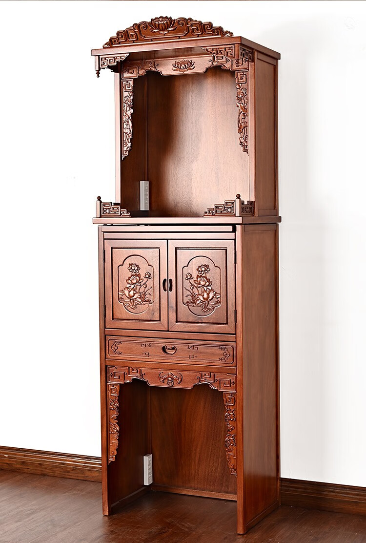 梵泽福佛龛立柜供台家用现代简约实木双层龛柜客厅中堂供奉土地菩萨神