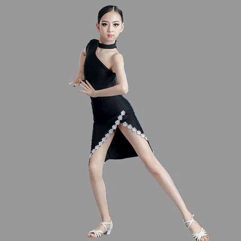 绚萌儿童夏季拉丁舞裙女童拉丁舞蹈服少儿拉丁舞服装小女孩练功服短袖