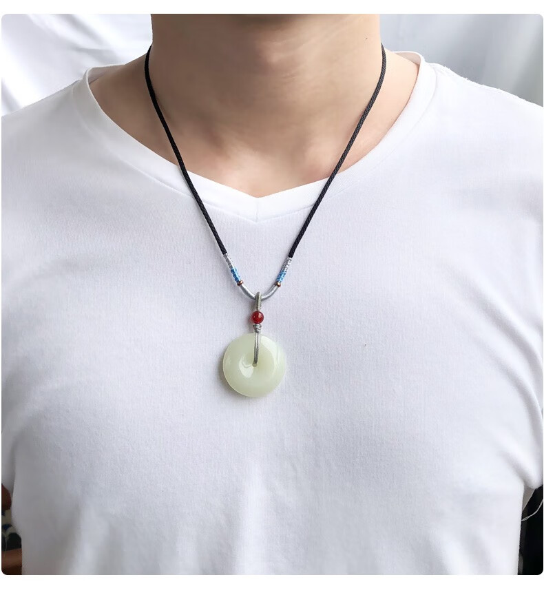 影享和田玉吊坠平安扣玉石玉坠情侣款男款30mm