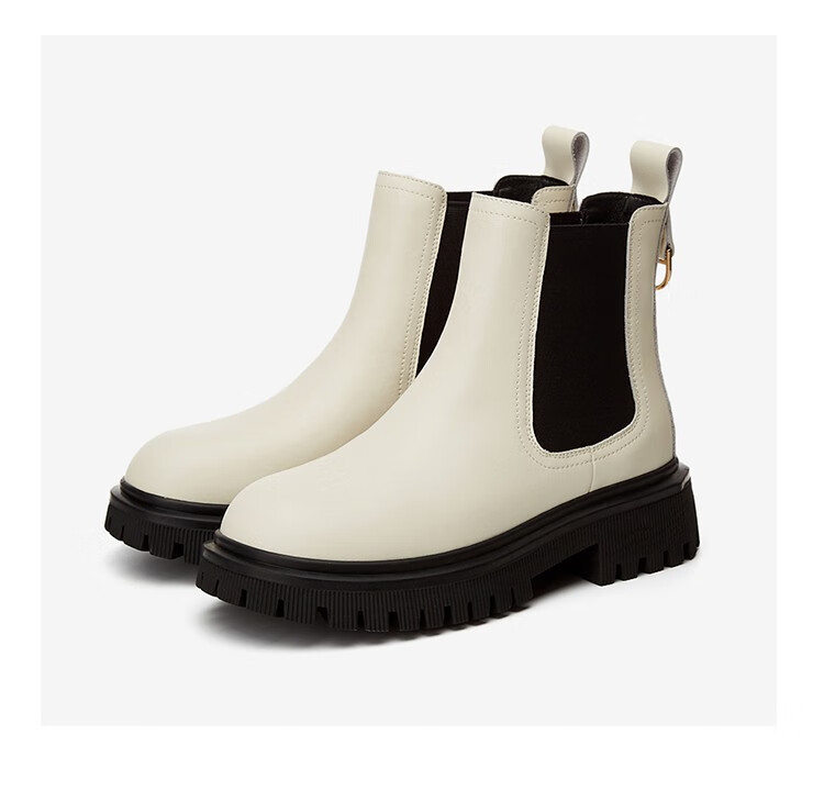 达芙妮(daphne)秋季拼色复古短靴女松糕网红街拍马丁靴女款欧美风甜酷