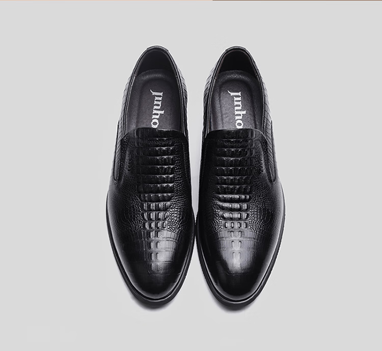 金猴jinho男鞋春秋百搭正装韩版时尚潮流气质休闲皮鞋 黑色 46码