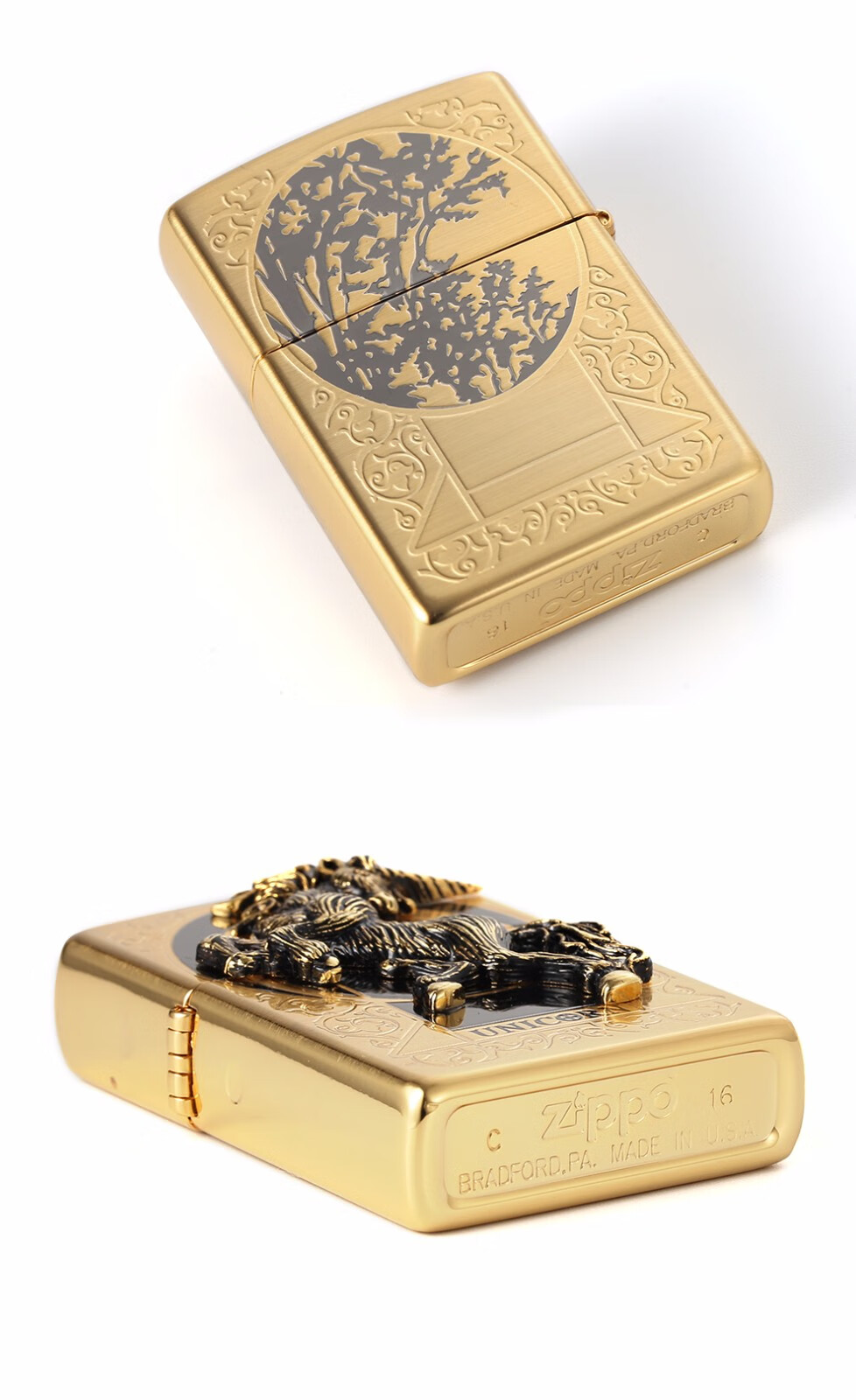 原装芝宝zippo防风打火机煤油韩版珍藏黑冰独角兽圣诞节礼物送男友