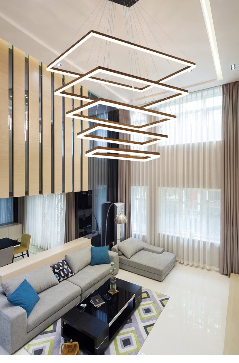 梦翌复式楼中空客厅大吊灯简约现代loft公寓别墅楼中楼挑空吊灯餐厅灯