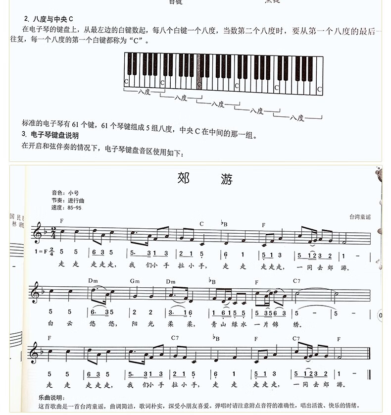 新版经典儿歌电子琴弹唱简谱五线谱对照版少儿初学电子琴谱入门教程书