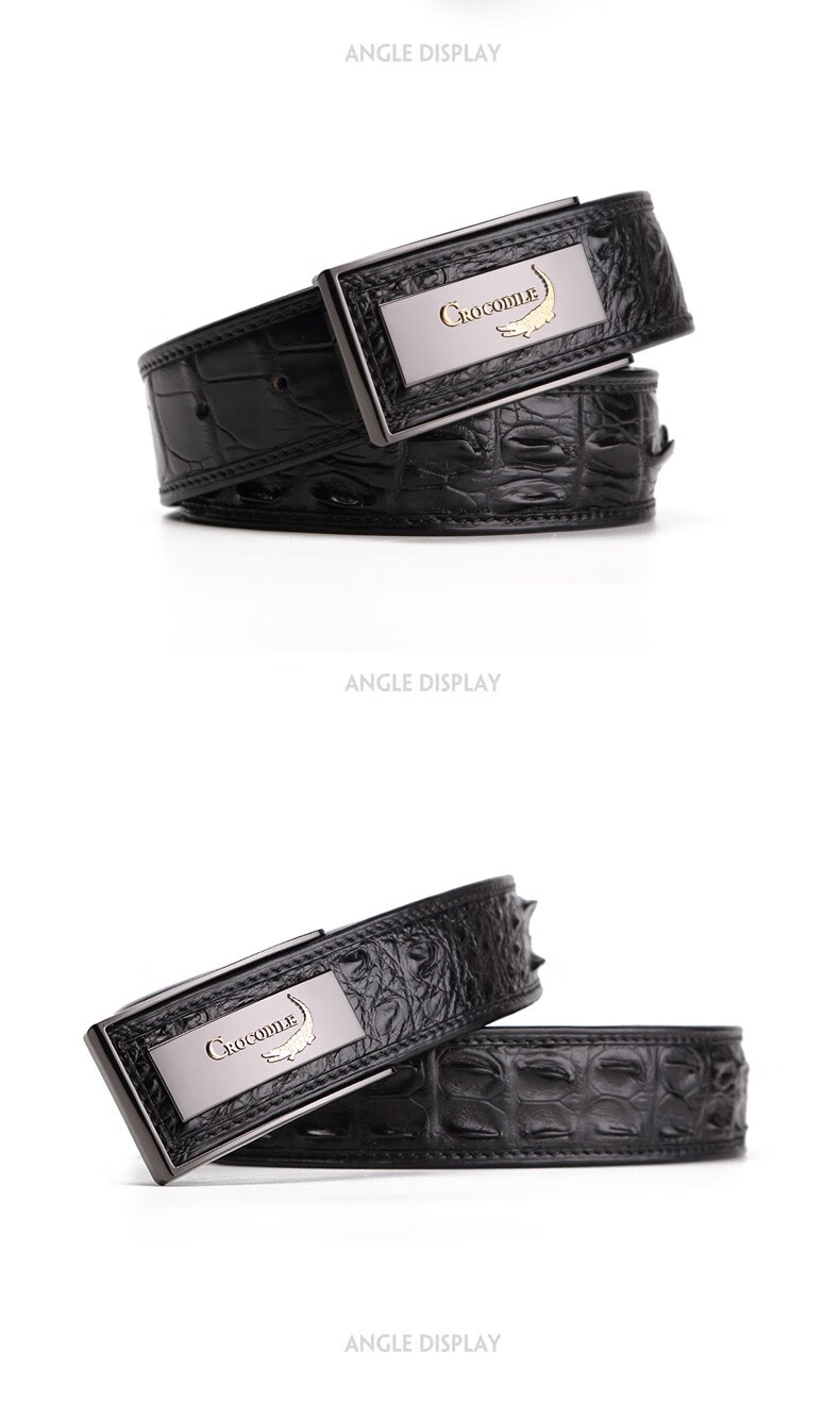 鳄鱼恤crocodile奢侈品鳄鱼皮男皮带板扣内穿腰带38mm精美礼盒送爸爸
