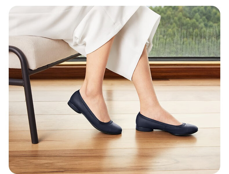 ecco爱步单鞋女2022年春夏新品真皮一脚蹬芭蕾舞平底鞋女安妮208093