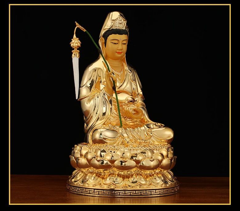 圆通佛具 眼光娘娘铜像台湾纯铜鎏金眼光圣母明目元君眼光菩萨佛像