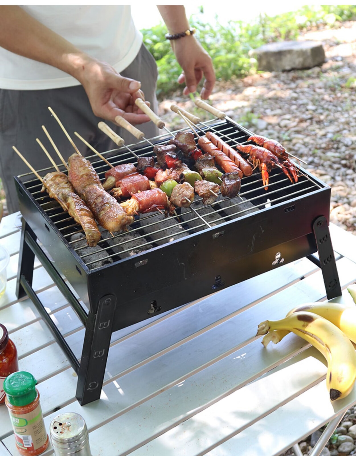 烧烤架 户外迷你烧烤炉家用木炭用具烤串单人烤肉小型野外全套炉子