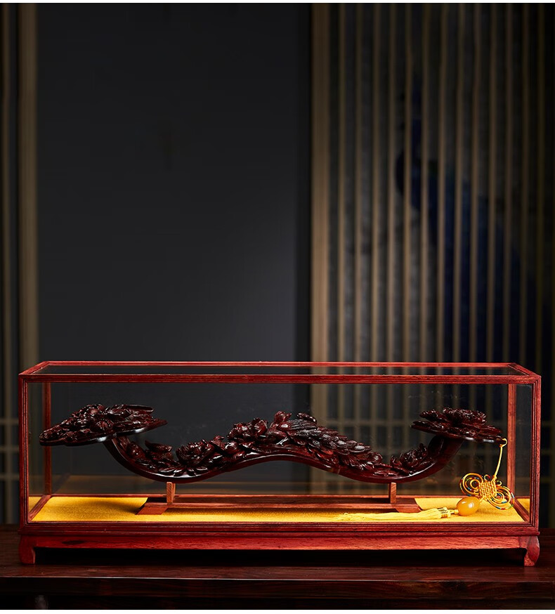 皇家玺苑 木雕如意摆件小叶紫檀手工雕刻家居客厅玄关装饰摆件高档