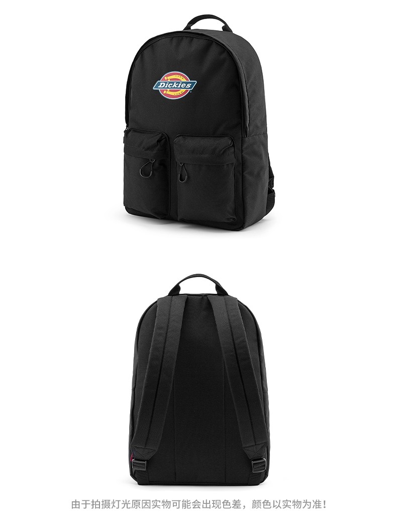 dickies2022春夏新款男女双肩包脏粉经典logo休闲双肩包dk010514黑色