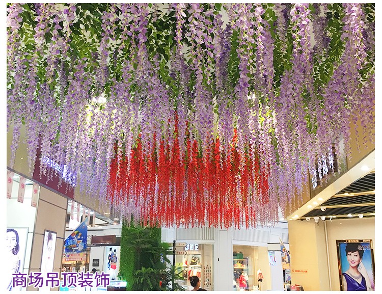 映容 仿真花藤 紫藤花瀑布墙面装饰假花紫罗兰绢花吊顶绿植藤条客厅