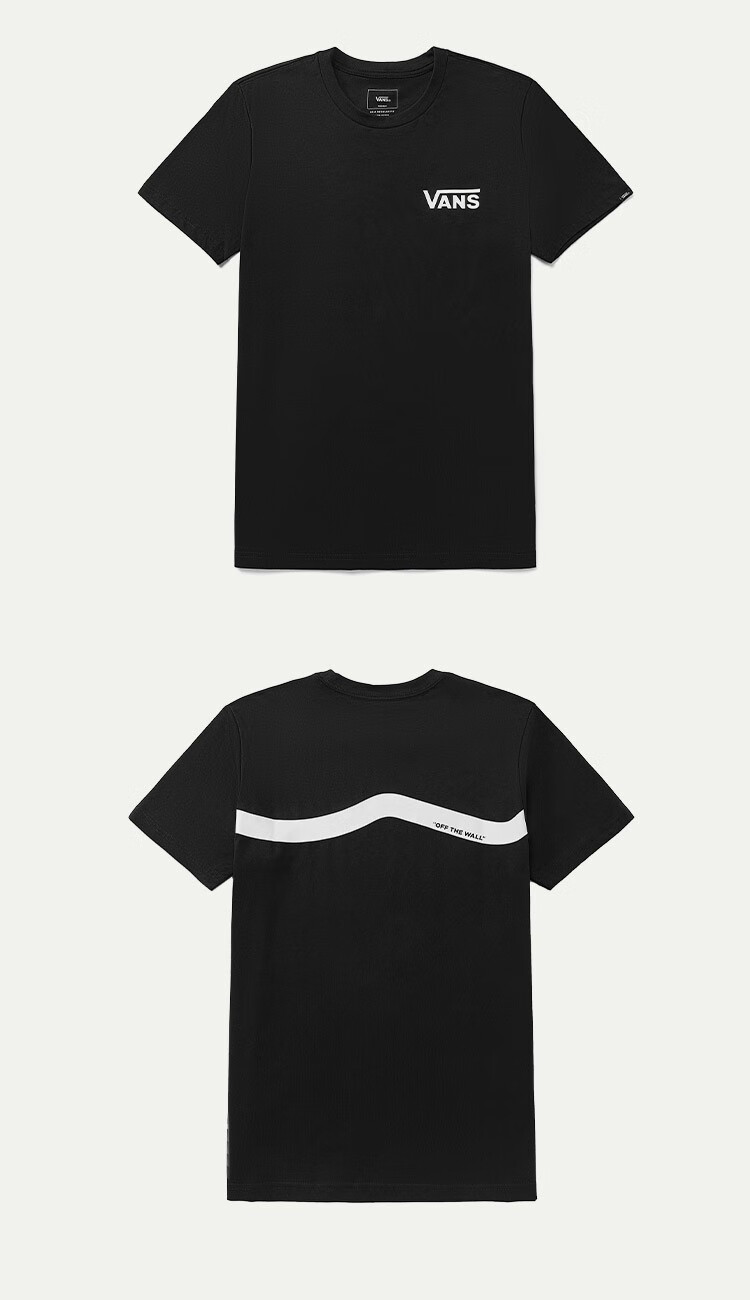 vans范斯官方男女情侣短袖t恤黑色夏季经典侧边条街头风黑色xxl