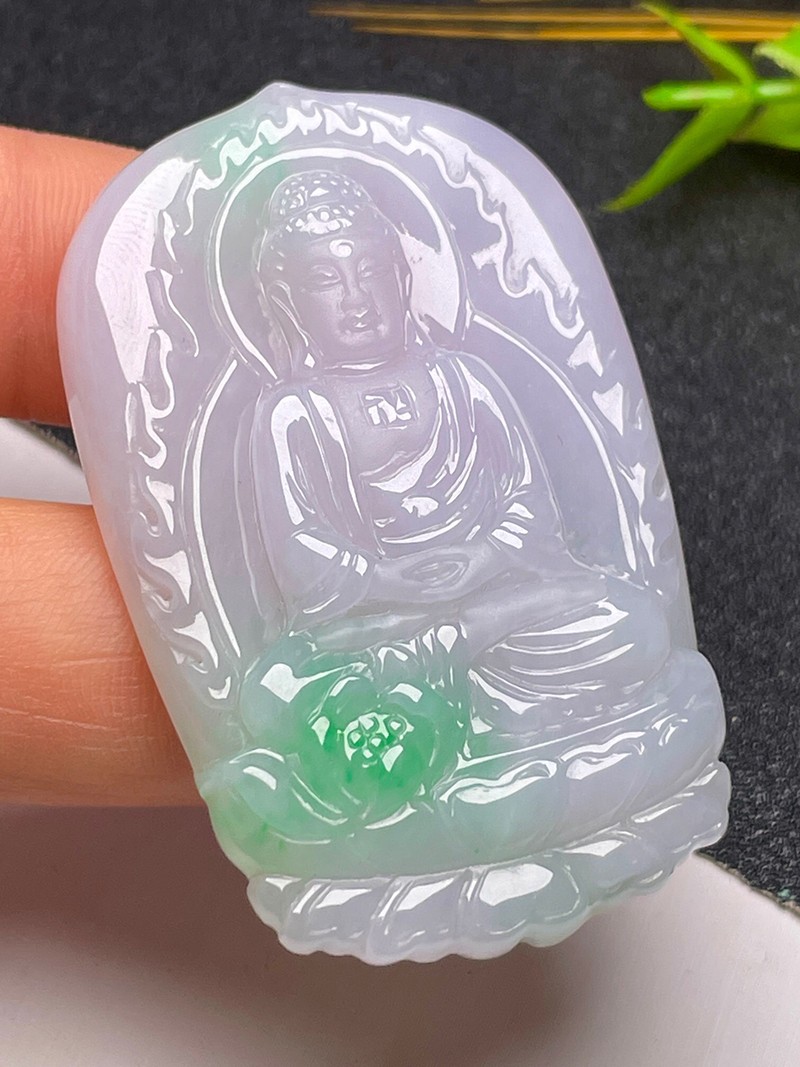 慈心缘阿弥陀佛吊坠冰种翡翠冰透水润缅甸a货玉石珠宝首饰手串送女友