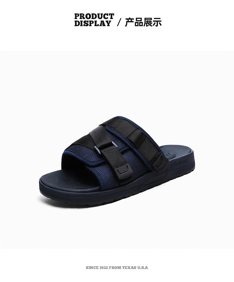 dickies拖鞋男夏季凉拖鞋男士防滑沙滩拖鞋时尚休闲平底凉鞋男黑色41