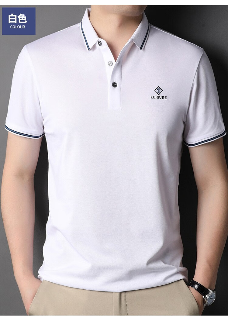 翠迪鸟品牌短袖t恤衫男士时尚翻领简约纯色潮流休闲上衣商务绅士合身