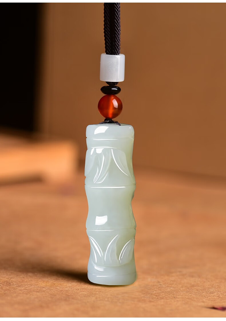 玉华情和田玉竹节吊坠男女士款天然玉石节节高升玉坠富贵竹玉佩竹韵