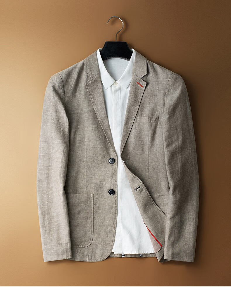 nkdh品牌男装亚麻西服男春季新款修身青年休闲小西装便装棉麻西装薄