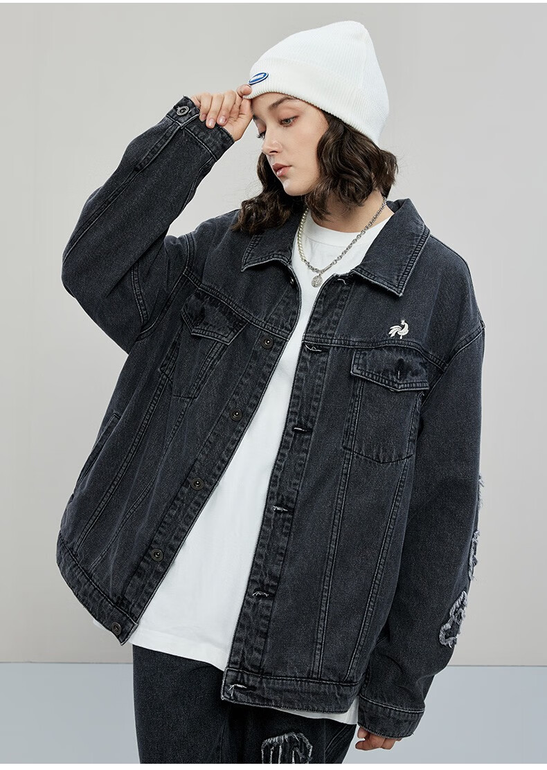 rooster champion法国公鸡冠军衣多穿运动潮牌牛仔外套男街头水洗猫须