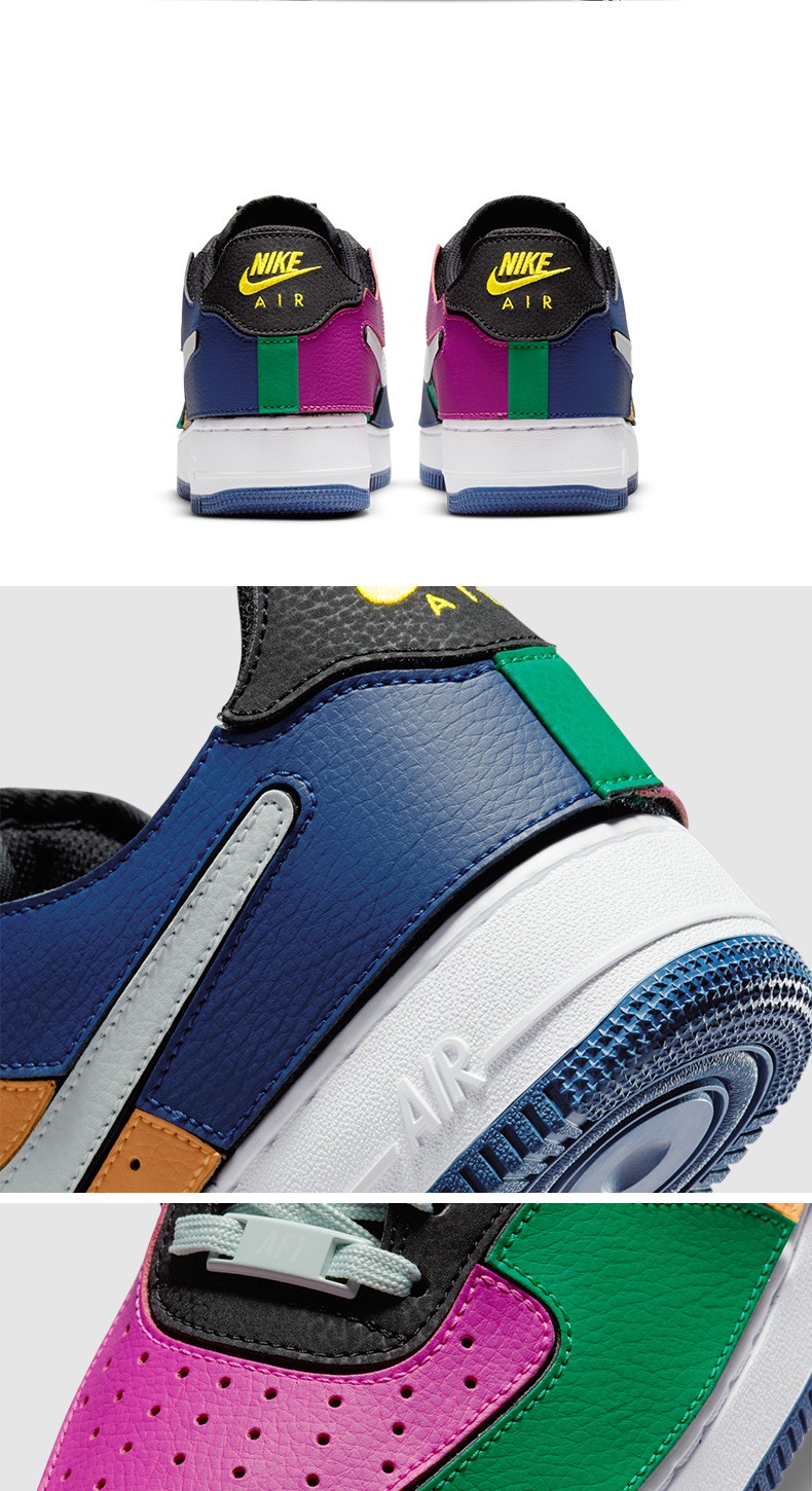 耐克(nike)女鞋air force 1 af1空军一号彩色拼接魔术贴板鞋db2576