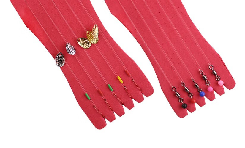 马口瓜子亮片线组套装5组装绑好的路亚线组白条微物钓组5袖钩线组1个