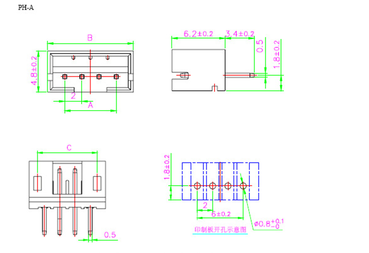 0直脚端子母座子2p3p4p5p6p7p8p 直针座 tb-phz2.