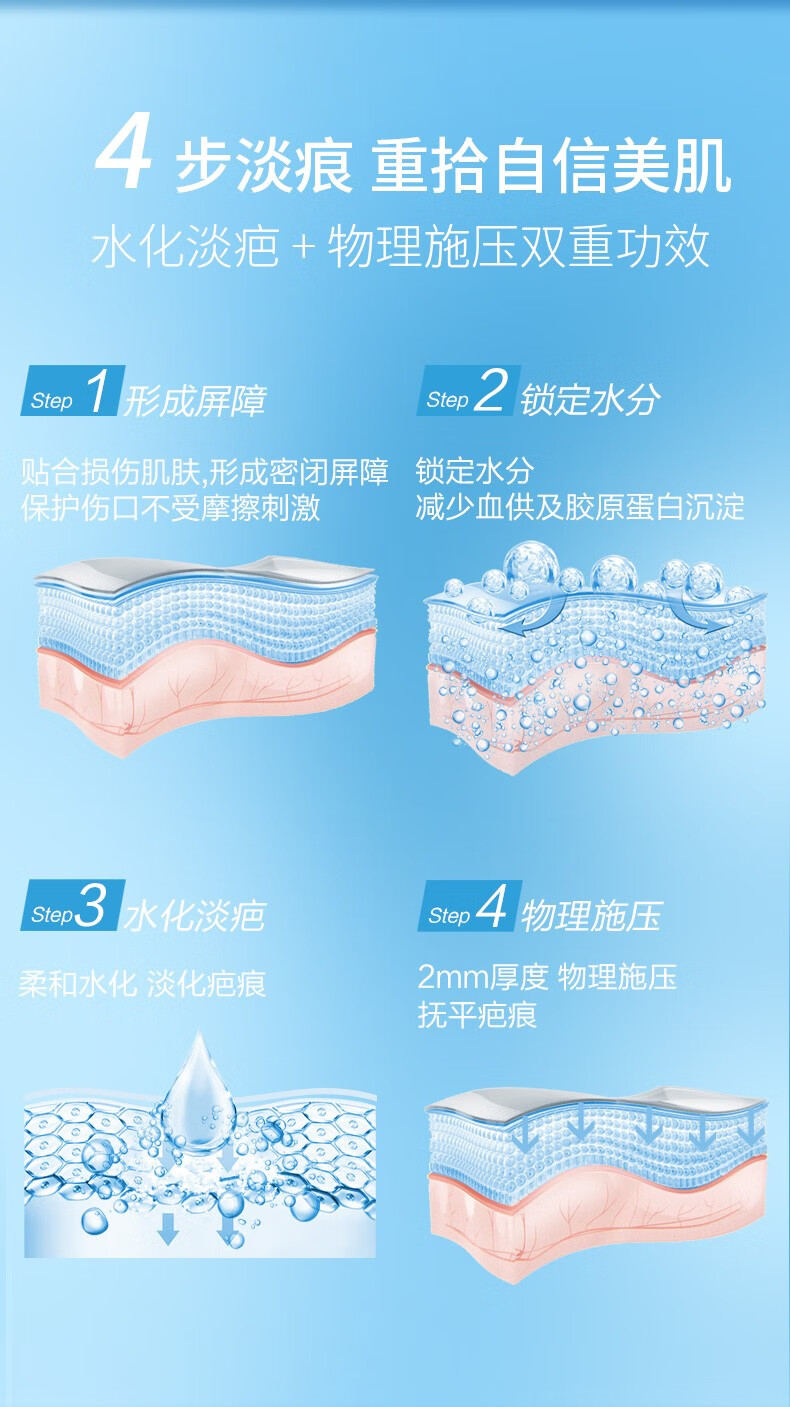 仙卡施乐辉疤痕贴医用硅酮凝胶敷料去疤剖腹产增生修复淡化疤痕贴片