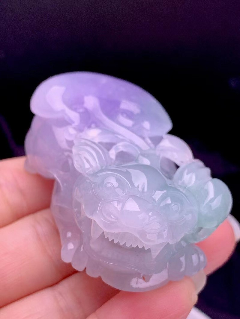 发源地 冰紫貔貅吊坠 缅甸a货翡翠玉石珠宝首饰送女友送生日礼物尺寸