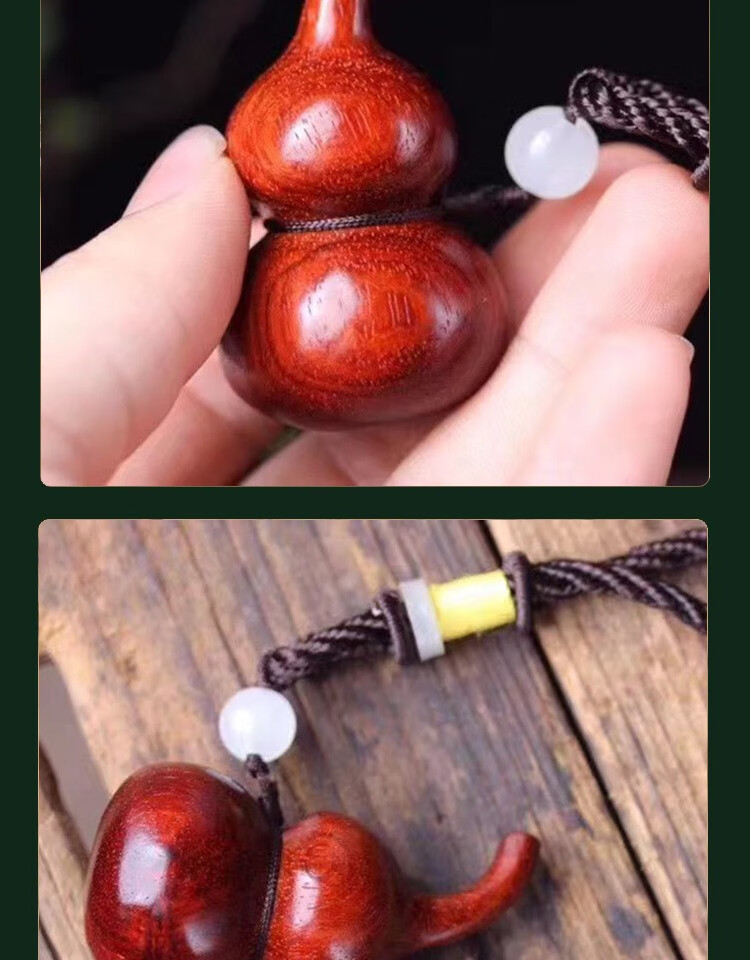 蒙萨俪 保真印度小叶紫檀单头葫芦手把件汽车挂件摆件木雕玩物件文玩
