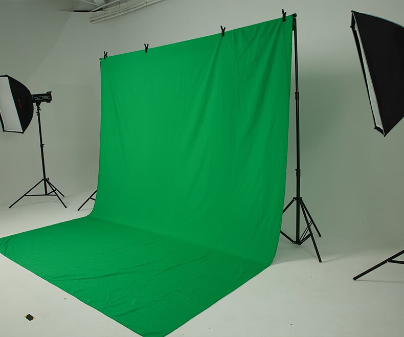 贝阳专业绿幕绿布抠像背景布加密加厚影视视频便携摄影直播间补光灯