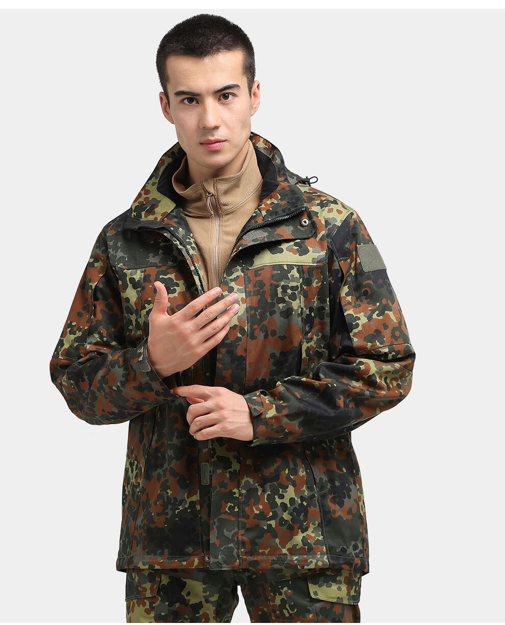 鹰爪行动德国经典德斑迷彩夹克军迷作训服战术外套秋季户外休闲风衣