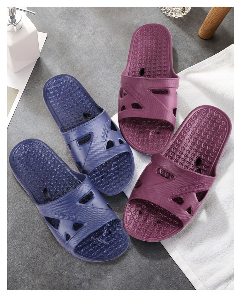 银发无忧老人防油防水防滑鞋老年人居家洗澡平底鞋中老年凉拖鞋玫红色