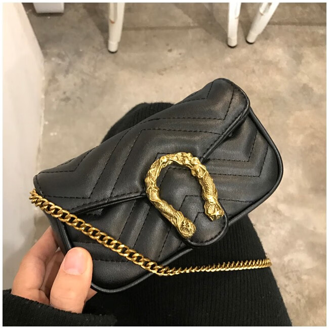 酷奇女包品牌女士包包菱格链条锁扣复古单肩斜挎包简约链条包白色小号