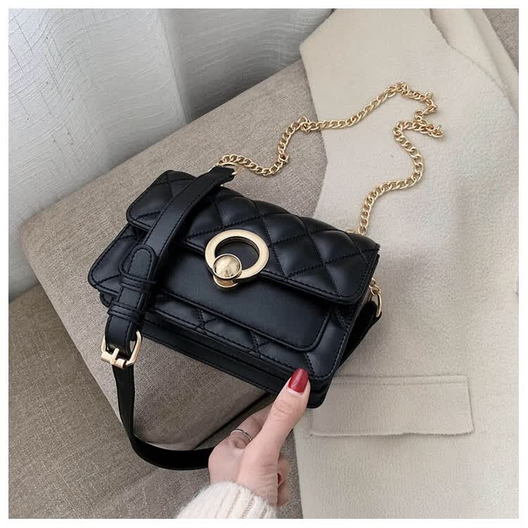 网红流行女包2020新款潮韩版百搭斜挎包链条时尚单肩小方包 抹茶绿