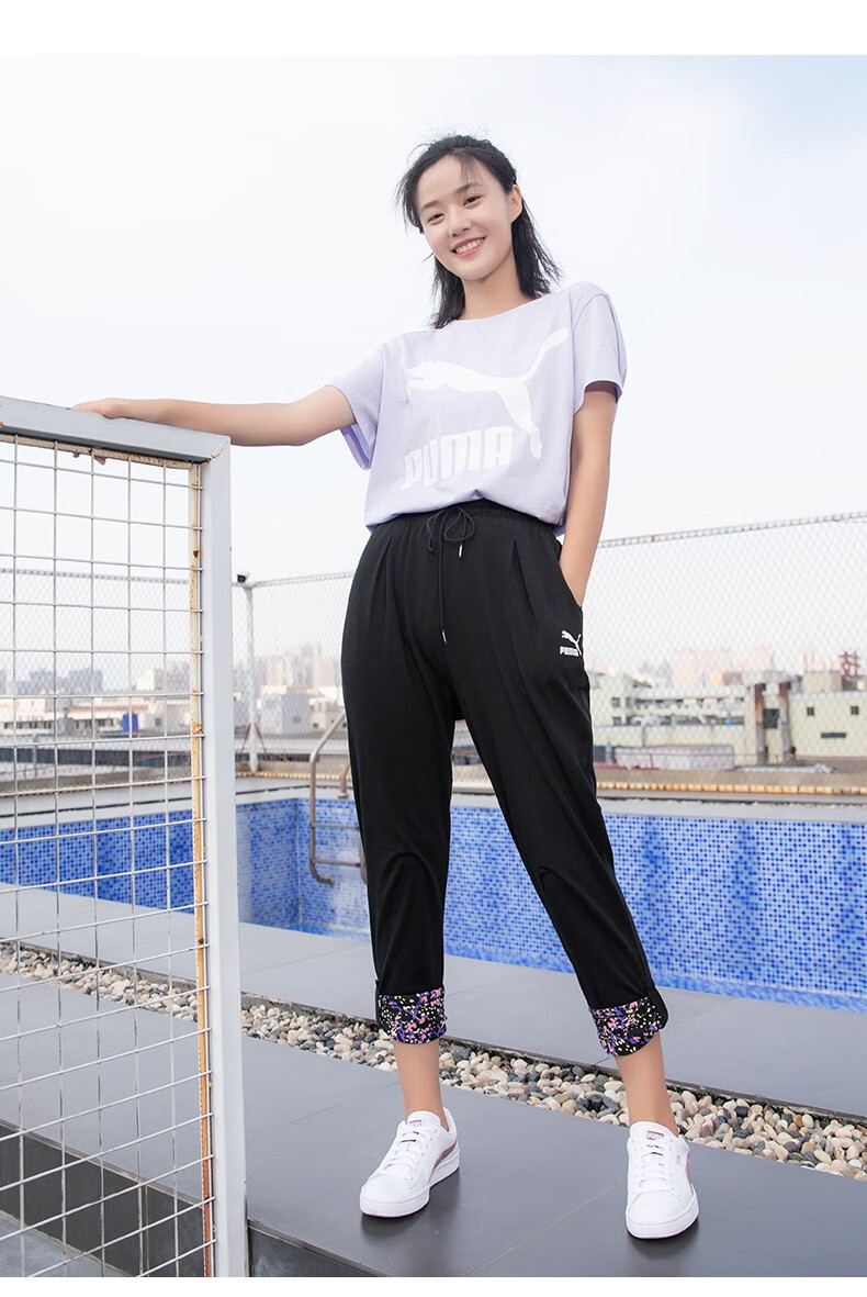 裤女裤针织卫裤黑色直筒长裤2022春季休闲女裤58416201黑色紧身裤155s