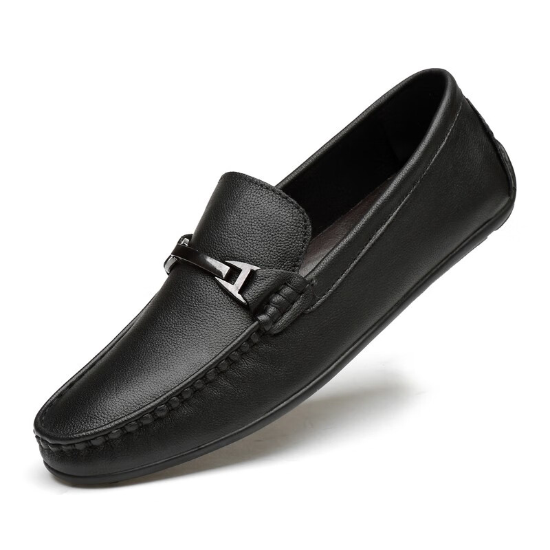 品牌环森秋冬季软皮豆豆鞋男韩版潮流商务休闲皮鞋大码男鞋45软底透气