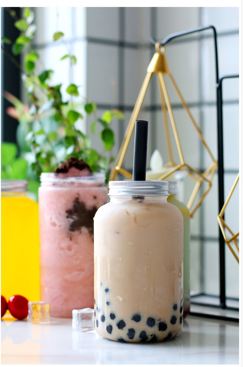 一次性塑料u型饮料杯500ml胖胖透明水果杯子咖啡厅奶茶店奶茶杯果汁杯