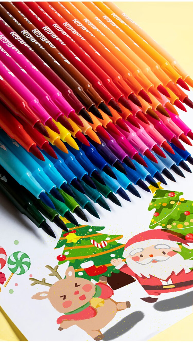 得力软头水彩笔24色小学生绘画套装美术用涂色彩色笔48色双头画画笔