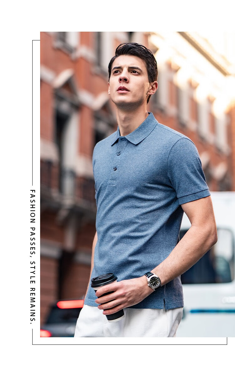 Mr.Bu T-Shirt Spring And Summer Short-Sleeve Polo Shirt, Solid Color Men's Clothing, Middle-Aged Casual Undershirt, Deep Royal Blue, L/175 17