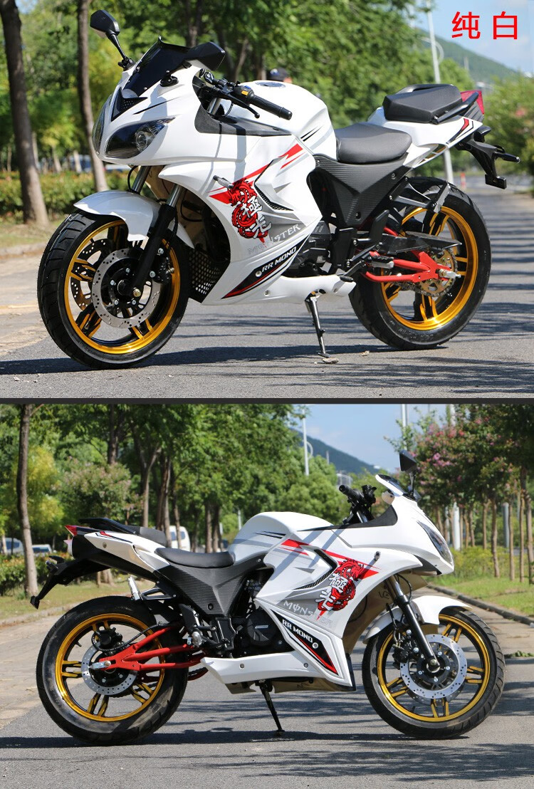 北极光摩托车跑车小忍者v6重型机车地平线趴赛整车可上牌 黑带白 250