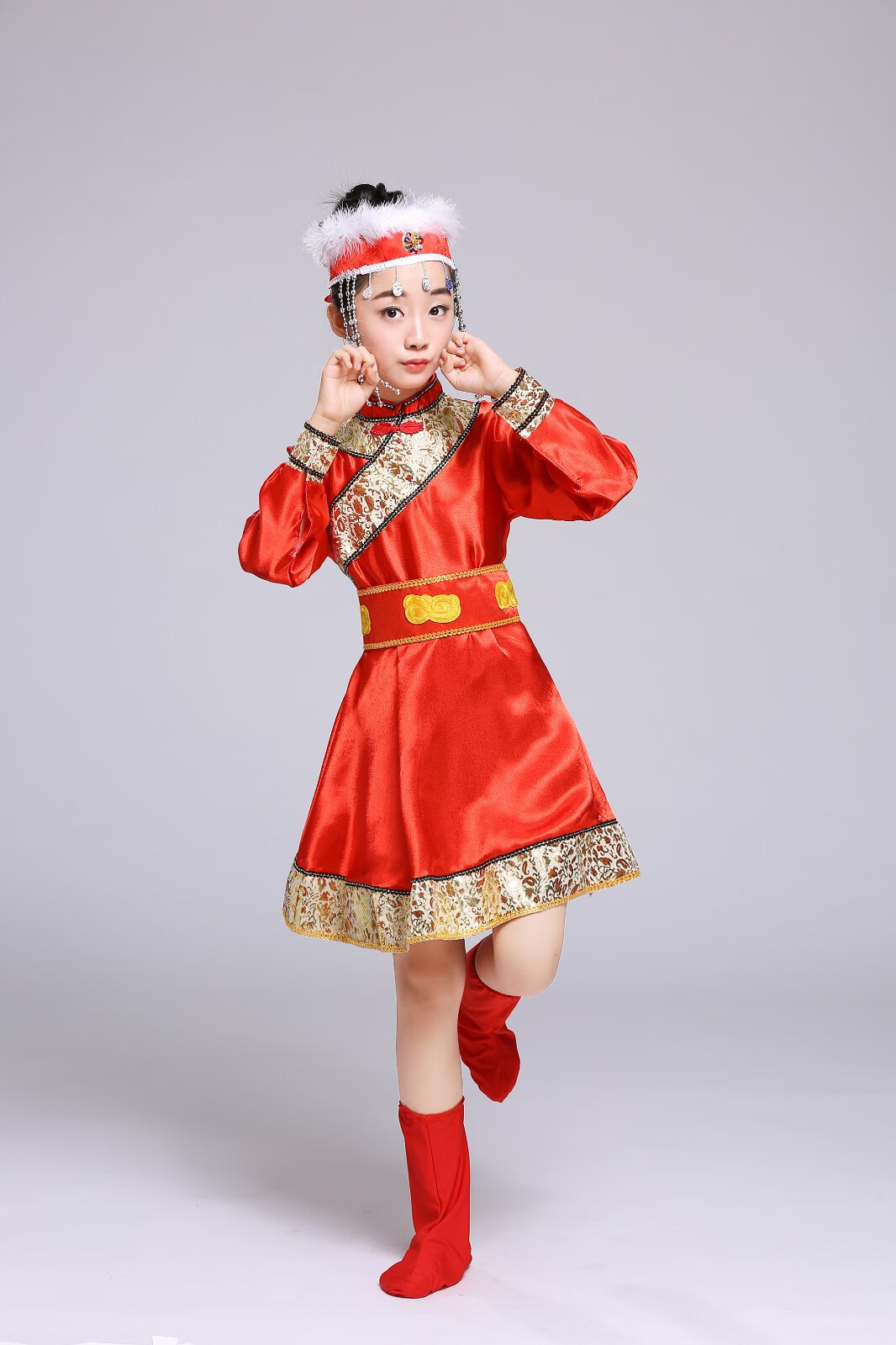 新款少数民族少儿童蒙族舞蹈裙幼儿园蒙古服六一表演出服装男女童