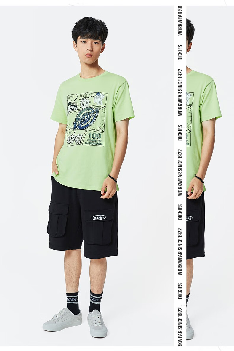 dickiest恤男22春夏纯棉潮酷涂鸦logo时尚气质上衣t恤dk010276白色s