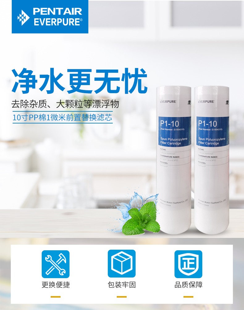 爱惠浦everpure净水器pp棉滤芯10寸1微米四支装