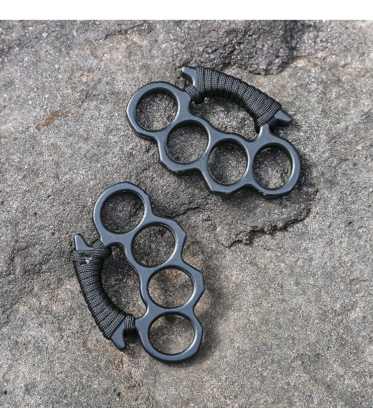 reticle 户外便携防身用品手指虎加厚四指拳刺铁莲花拳套 银色绑绳1个