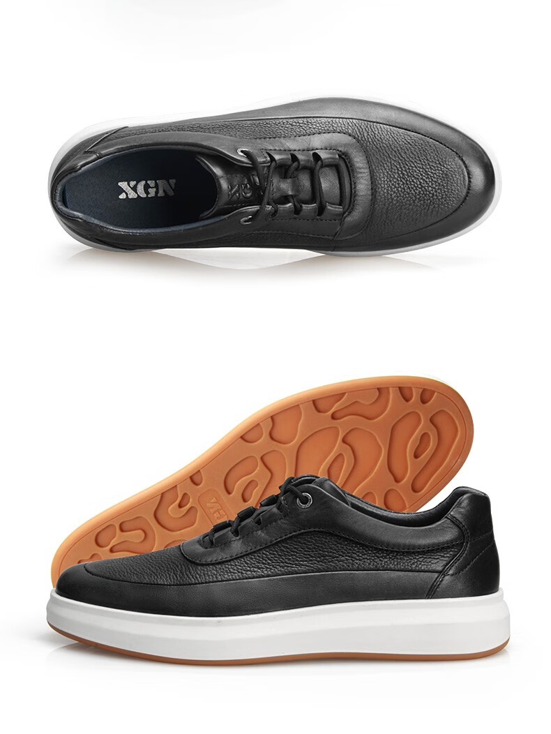 xgn小公牛男鞋2022春夏季新款休闲鞋男真皮旅游鞋男透气防水板鞋 棕色
