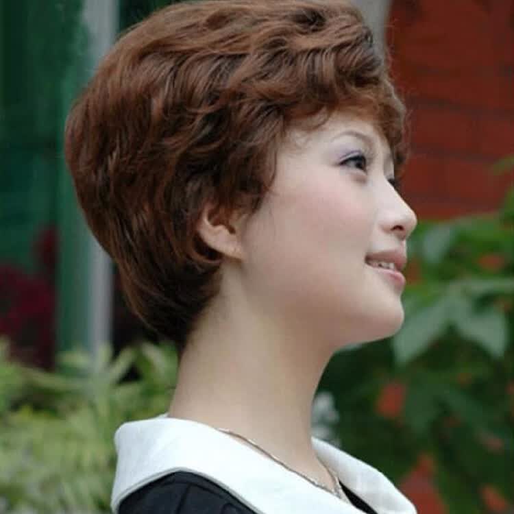 中老年假发中年女式短卷发妈妈头套假发短发发型黑色