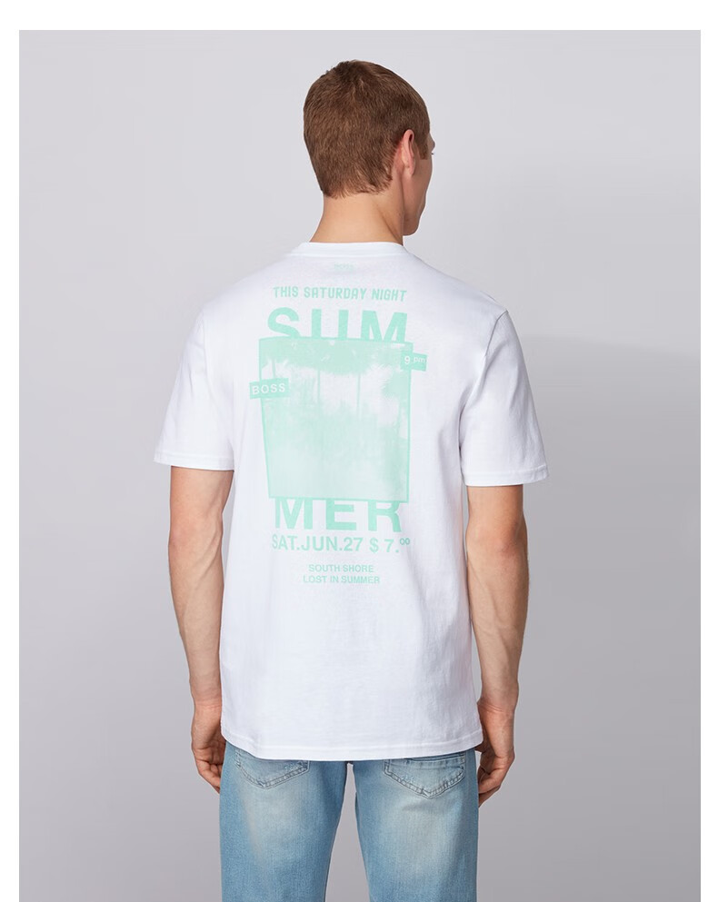 hugo boss雨果博斯t恤男2020新款背面图案印花可回收棉质t恤 735-亮