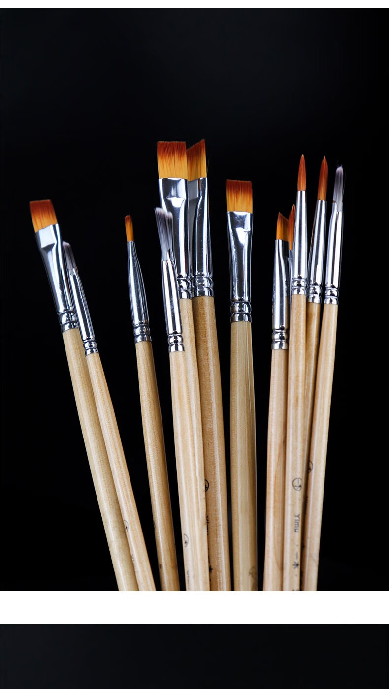 炫影一木艺世界尼龙水粉笔塑造扇形笔套装油画笔单支美术学生色彩绘画