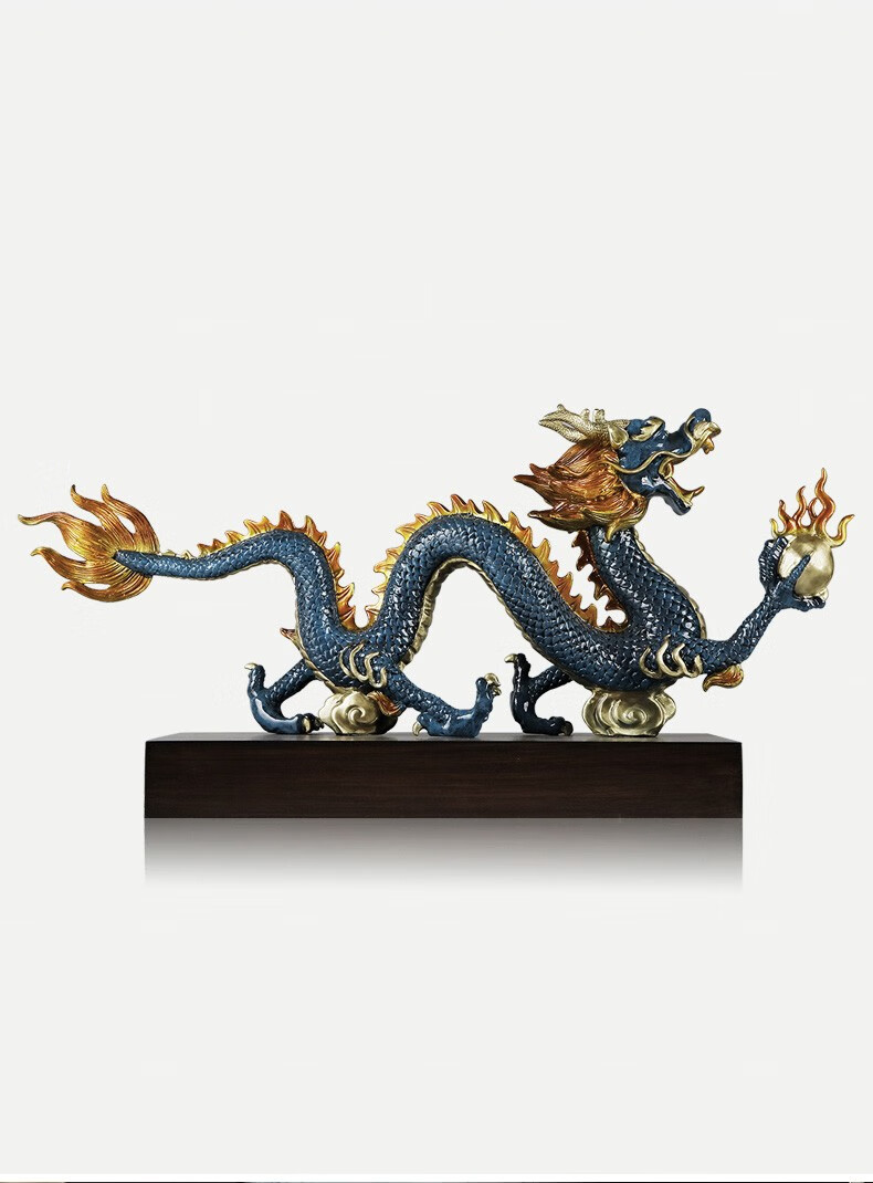 京弗 纯铜龙摆件办公室摆设单龙戏珠生肖龙家居装饰品工艺品摆件礼品